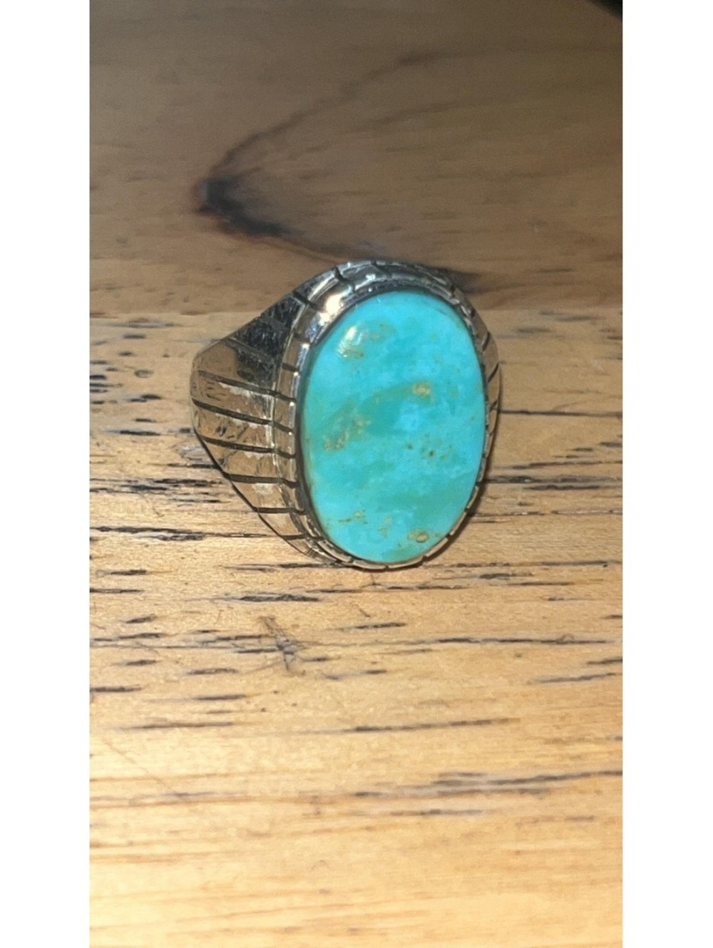 Navajo jewelry handmade turquoise stone sterling silver ring size 10 Trevor Jack